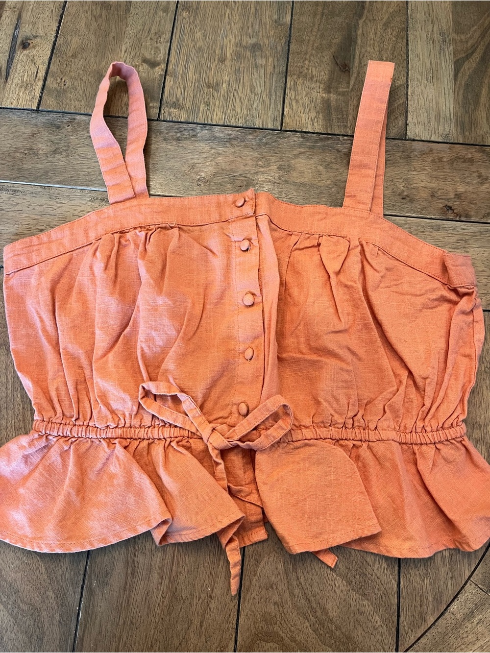 Derek Heart Coral-Orange Tie-Waist Button Front Cami size Large